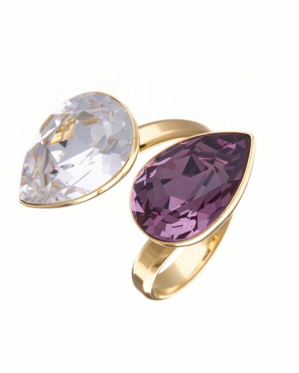 Crystal & Amethyst Ring - Stunning ring featuring sparkling crystals and a mesmerizing amethyst gemstone